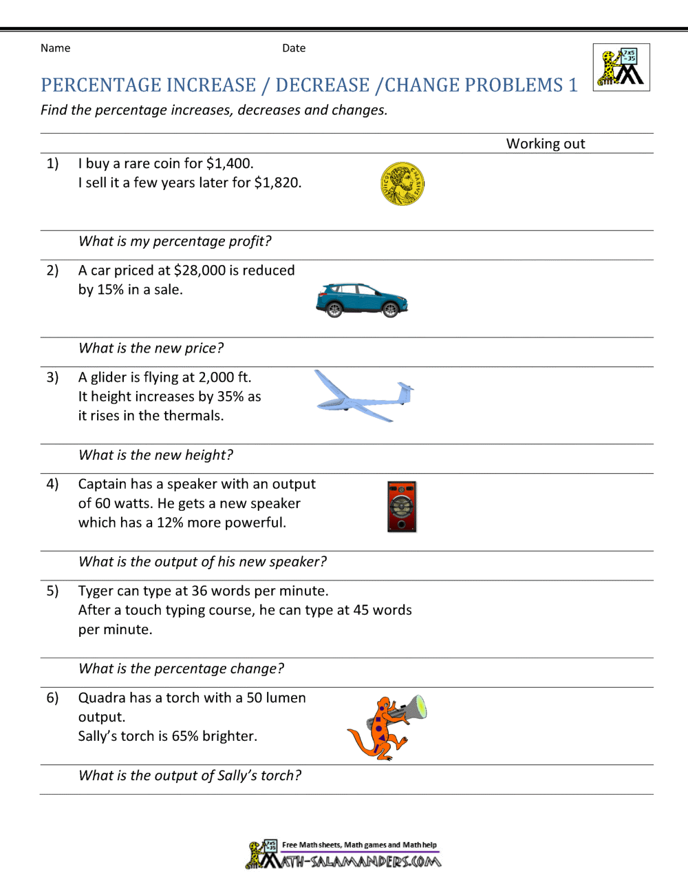 Percentage Increase And Decrease Worksheets Percent Increase And Decrease Worksheet Fun And Engaging 7th Grade PDF Worksheets Cazoom Math