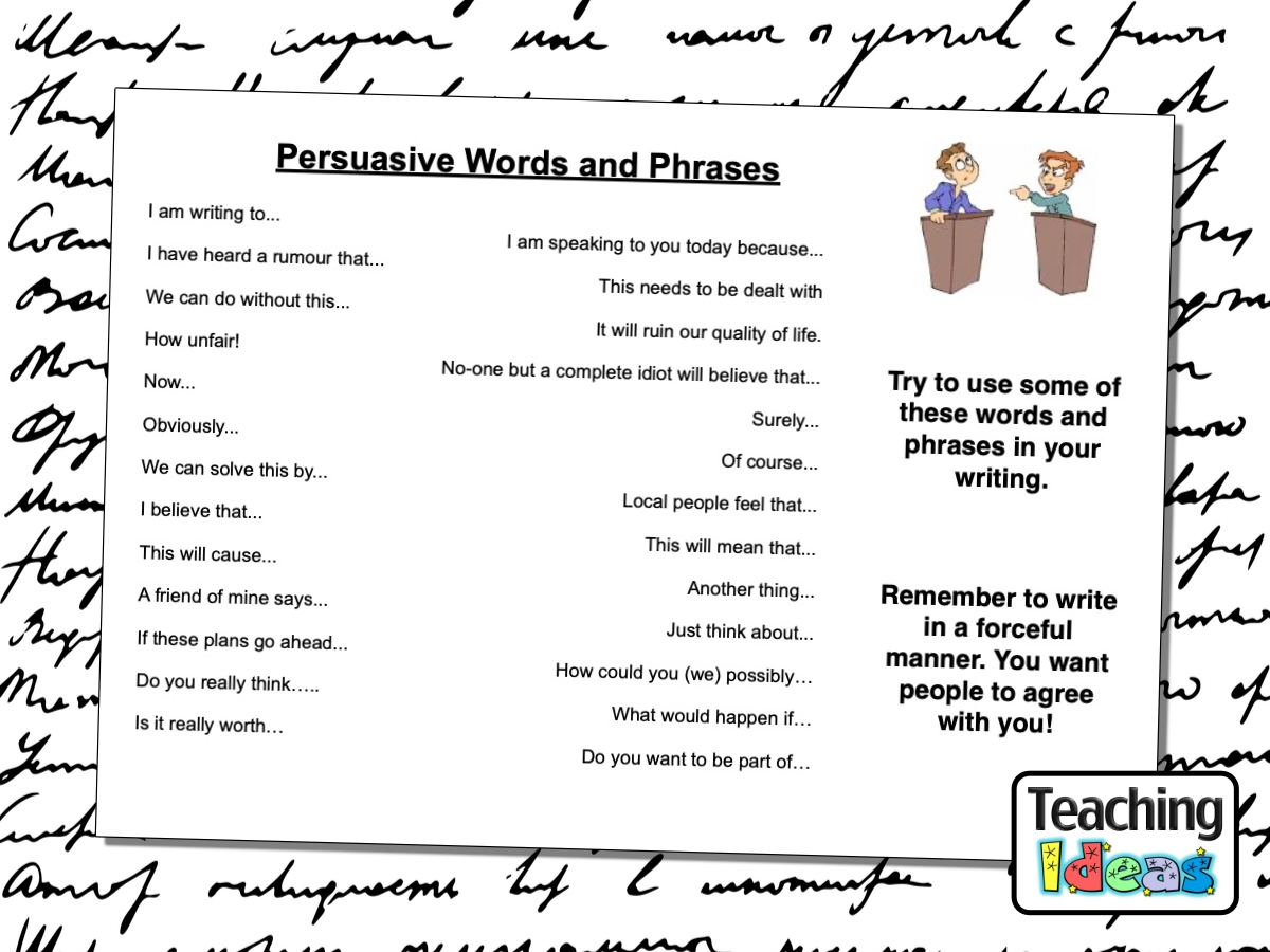 Persuasive Words And Phrases Teaching Ideas