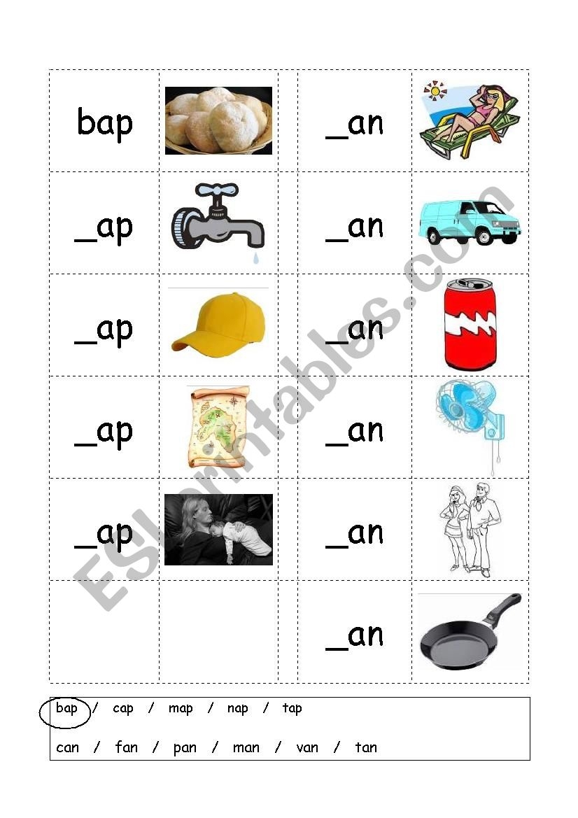 Phonics 3 Letter Words CVC Writing AP AN ESL Worksheet By Matthew ELSP