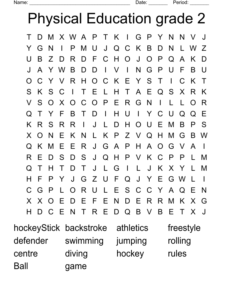 Physical Education Grade 2 Word Search WordMint
