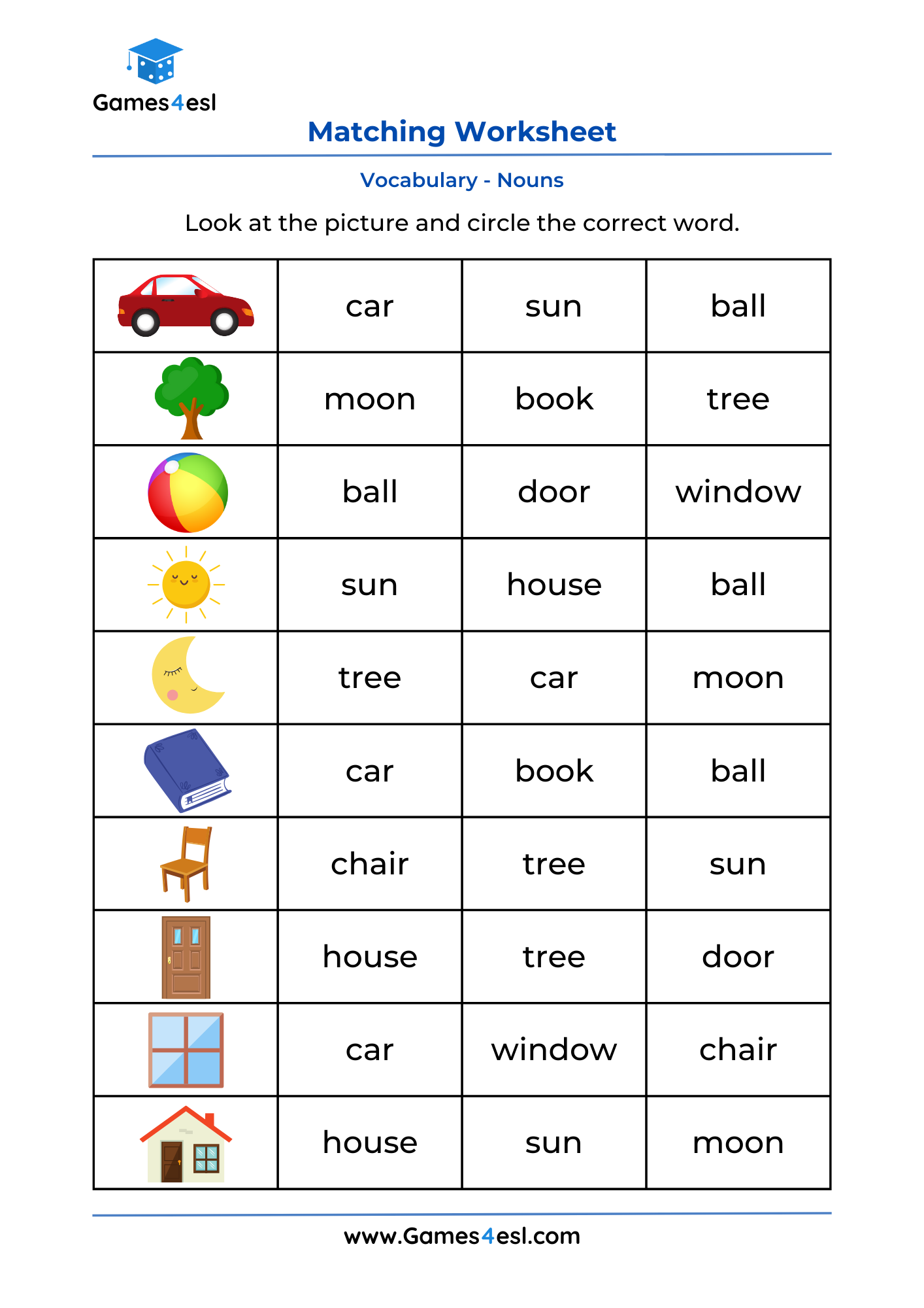Match Words With Pictures Worksheet For Kindergarten Kidpid