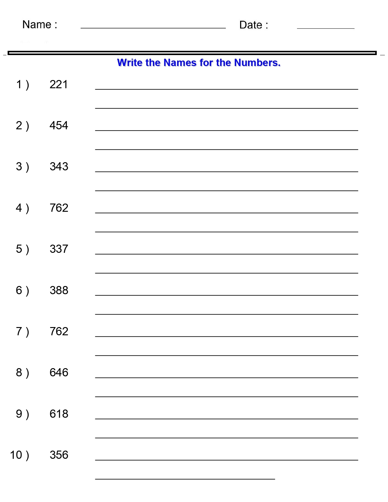 Place Value Worksheets Word Names For Numbers Worksheets 3 Digits 4 Digits Made By Teachers Free Word Form Worksheet Download Free Word Form Worksheet Png Images Free Worksheets On Clipart Library