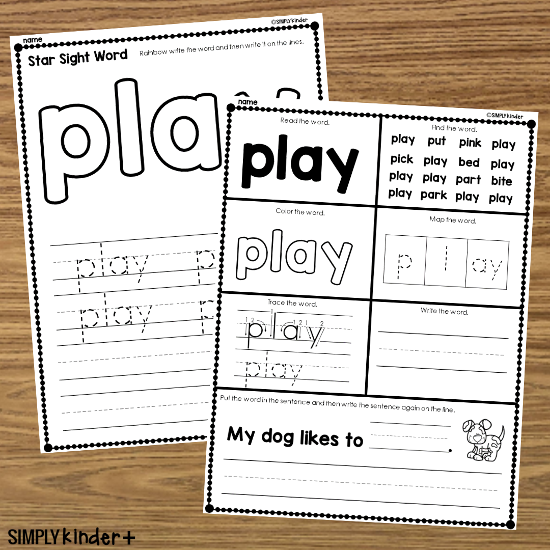 Play Sight Word Printable Activities Simply Kinder Printable Membership