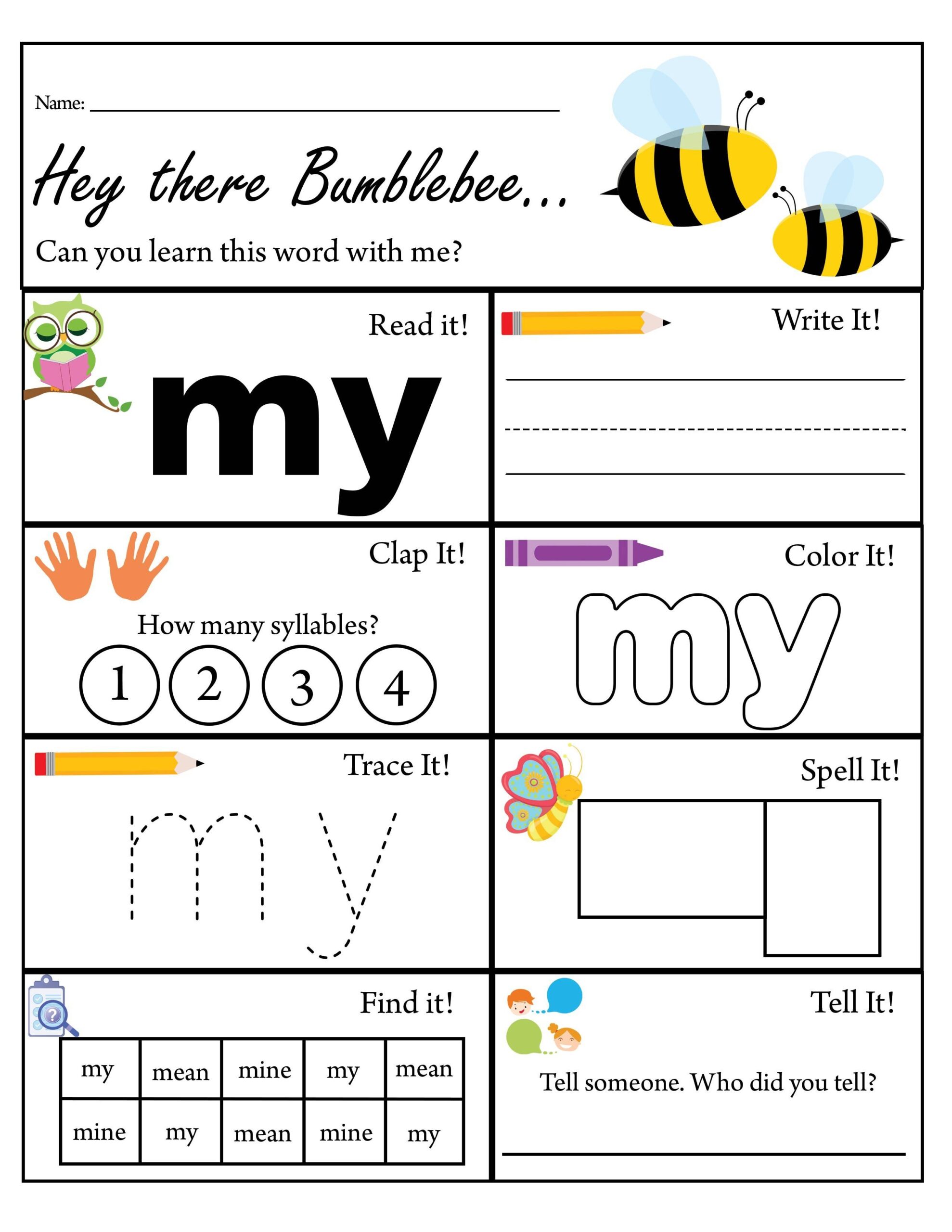 Pre K Sight Word My Worksheet Dolch Sight Words TPT Pre Primer Sight Words Pre K Sight Words Worksheets Activities SET 2 Made By Teachers