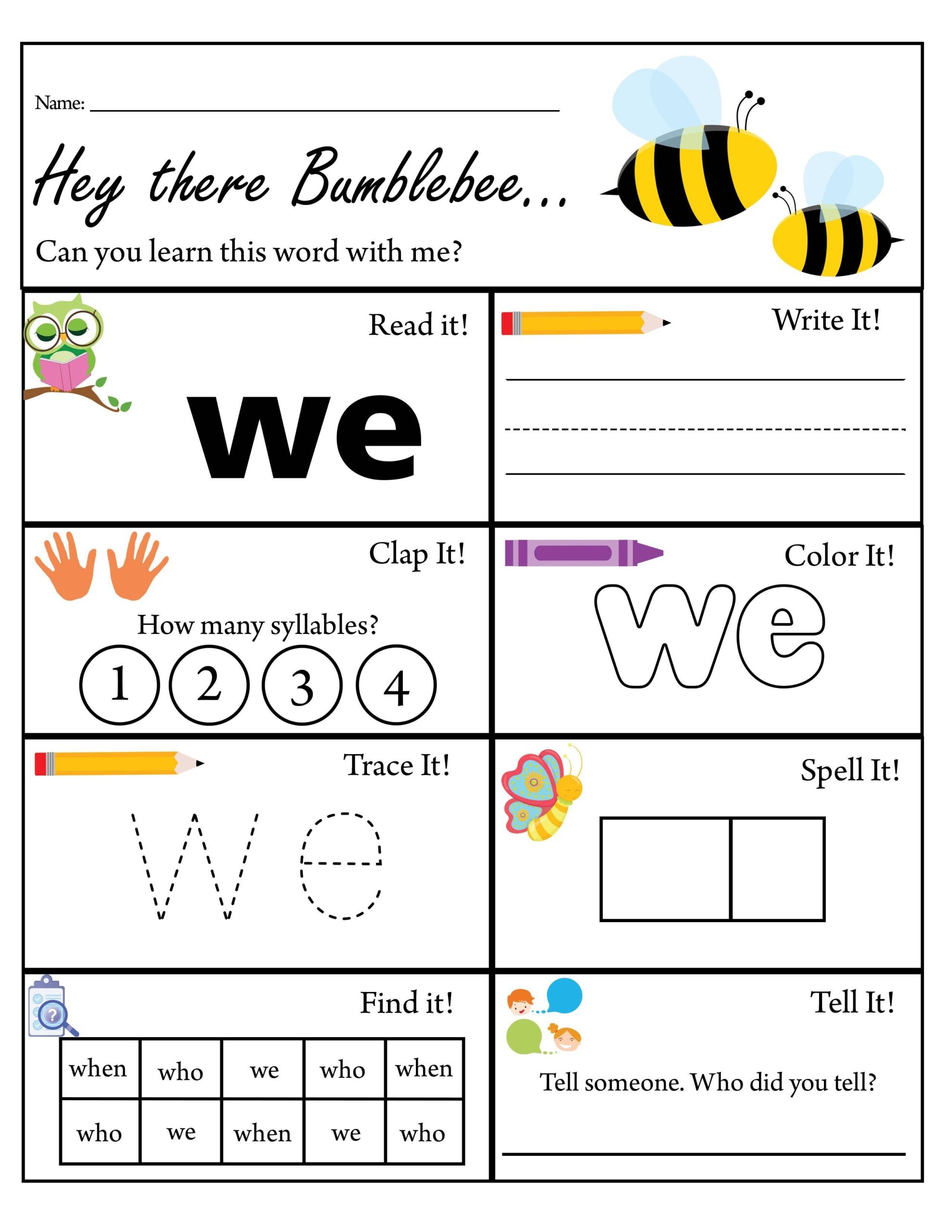 Sight Word Worksheet NEW 390 SIGHT WORD WE WORKSHEETS FOR KINDERGARTEN