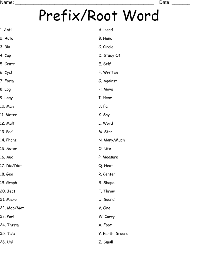 Prefix Root Word Worksheet WordMint Greek And Latin Roots Study Units For Prefixes And Suffixes Rockin Resources