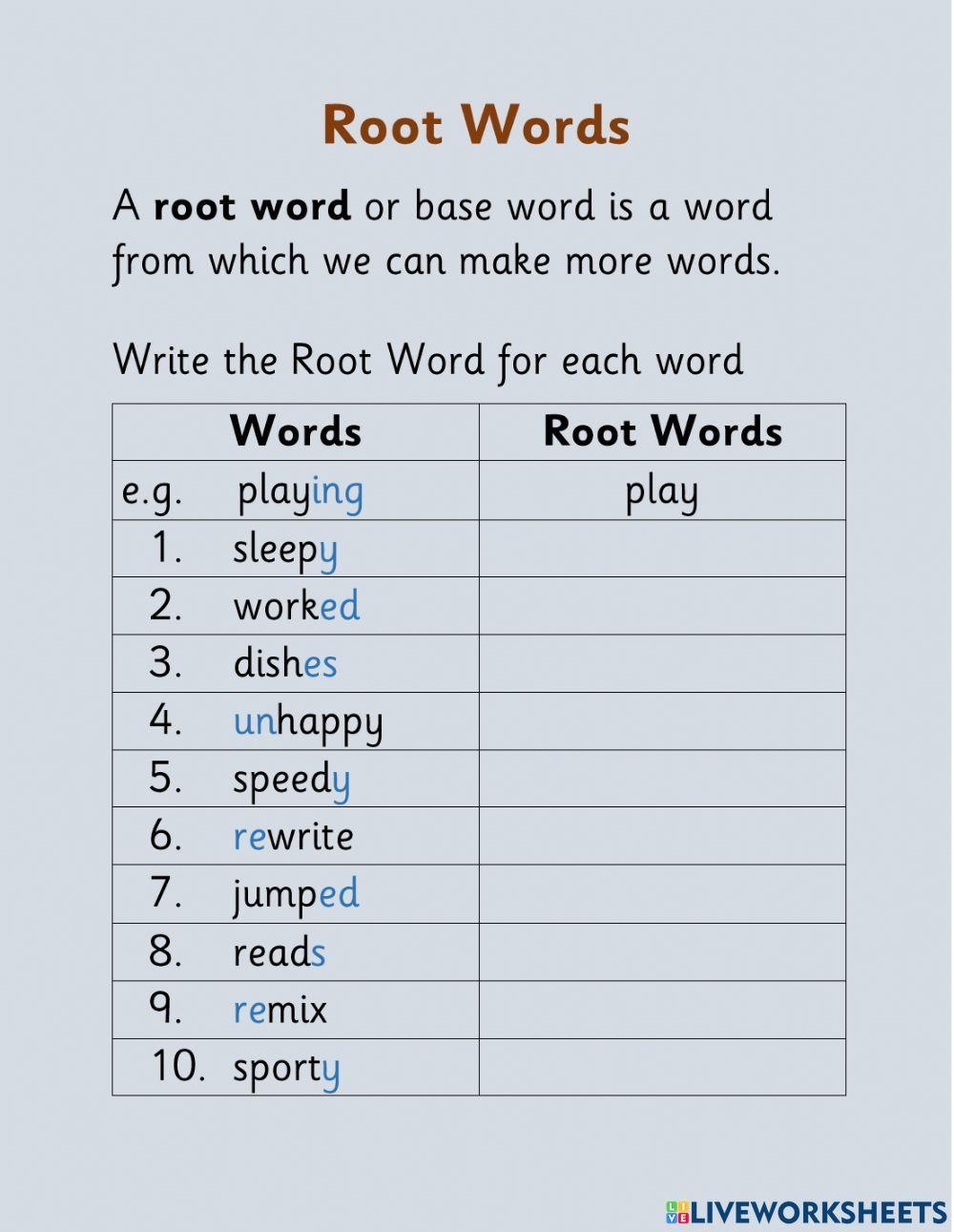 Prefixes And Root Words Worsheets Library Worksheets Library