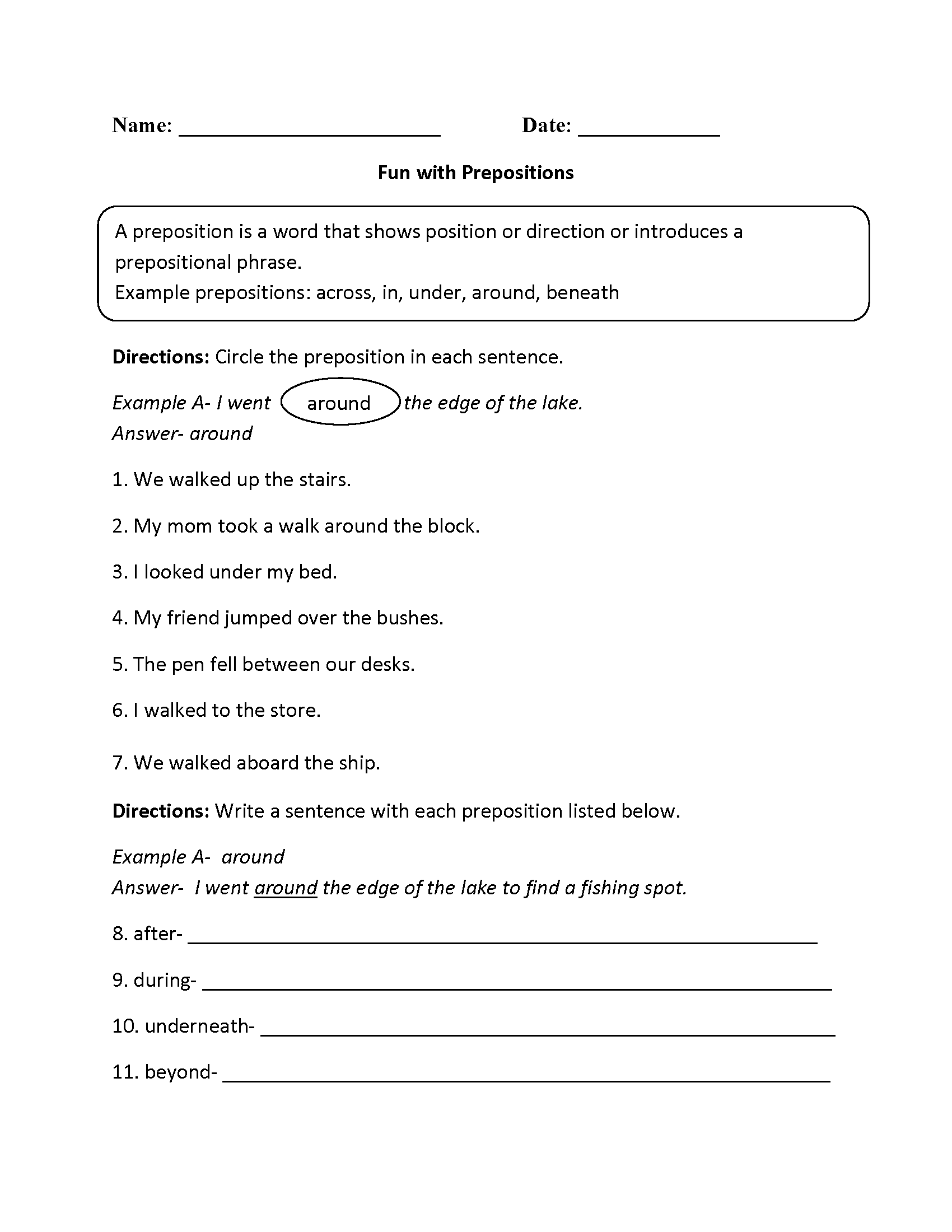 Prepositional Phrases Worksheets Fun With Prepositions Worksheet Prepositional Phrases Worksheets Fun With Prepositions Worksheet