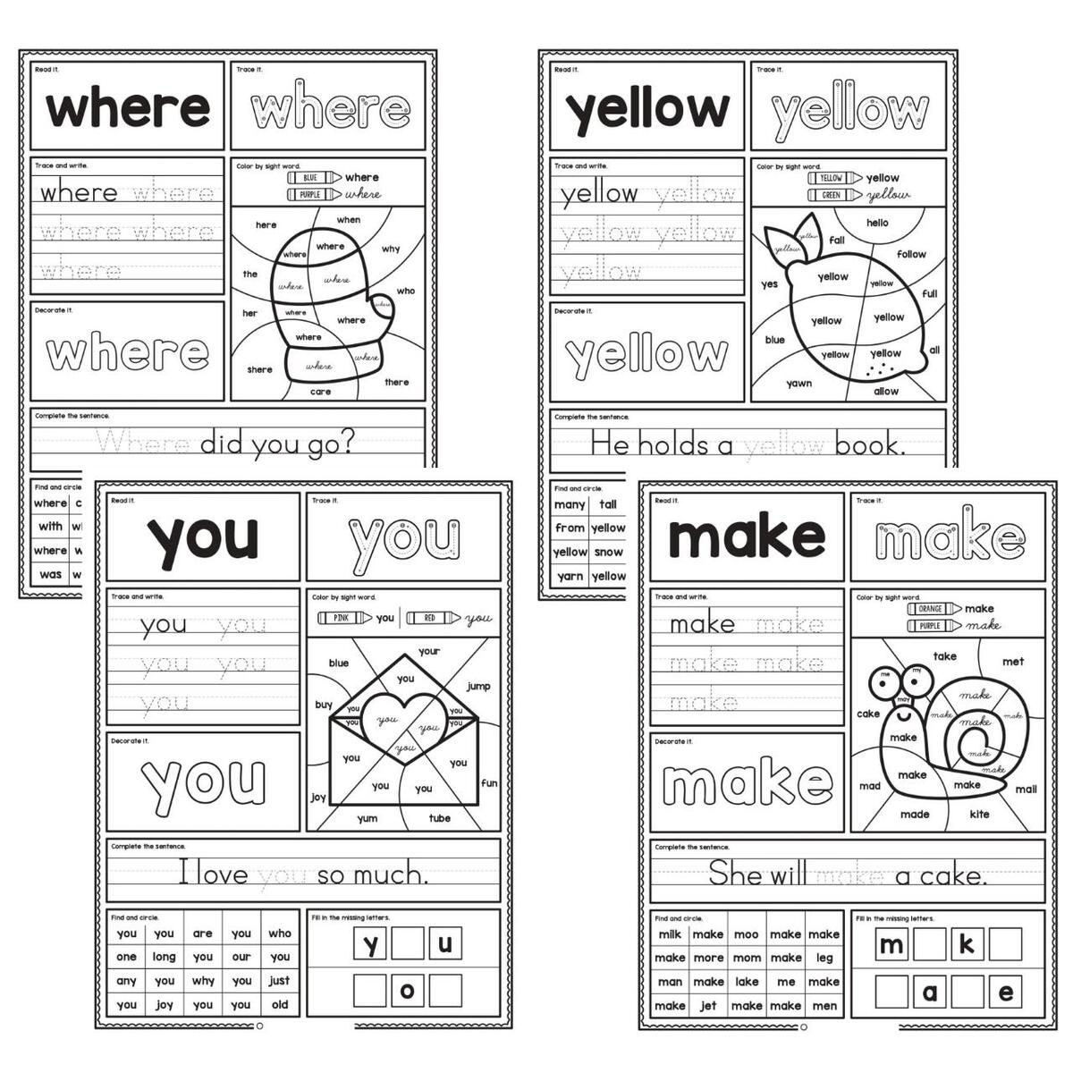 Preschool Sight Words Activity Sheets Made By Teachers Preschool Sight Words Activity Sheets Made By Teachers