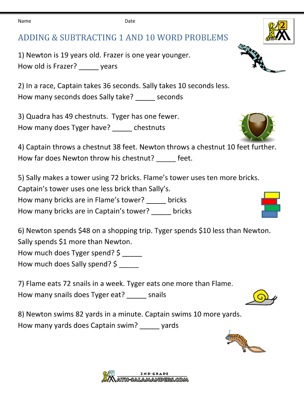Printable Addition And Subtraction Worksheets Addition Subtraction Word Problems 2nd Grade