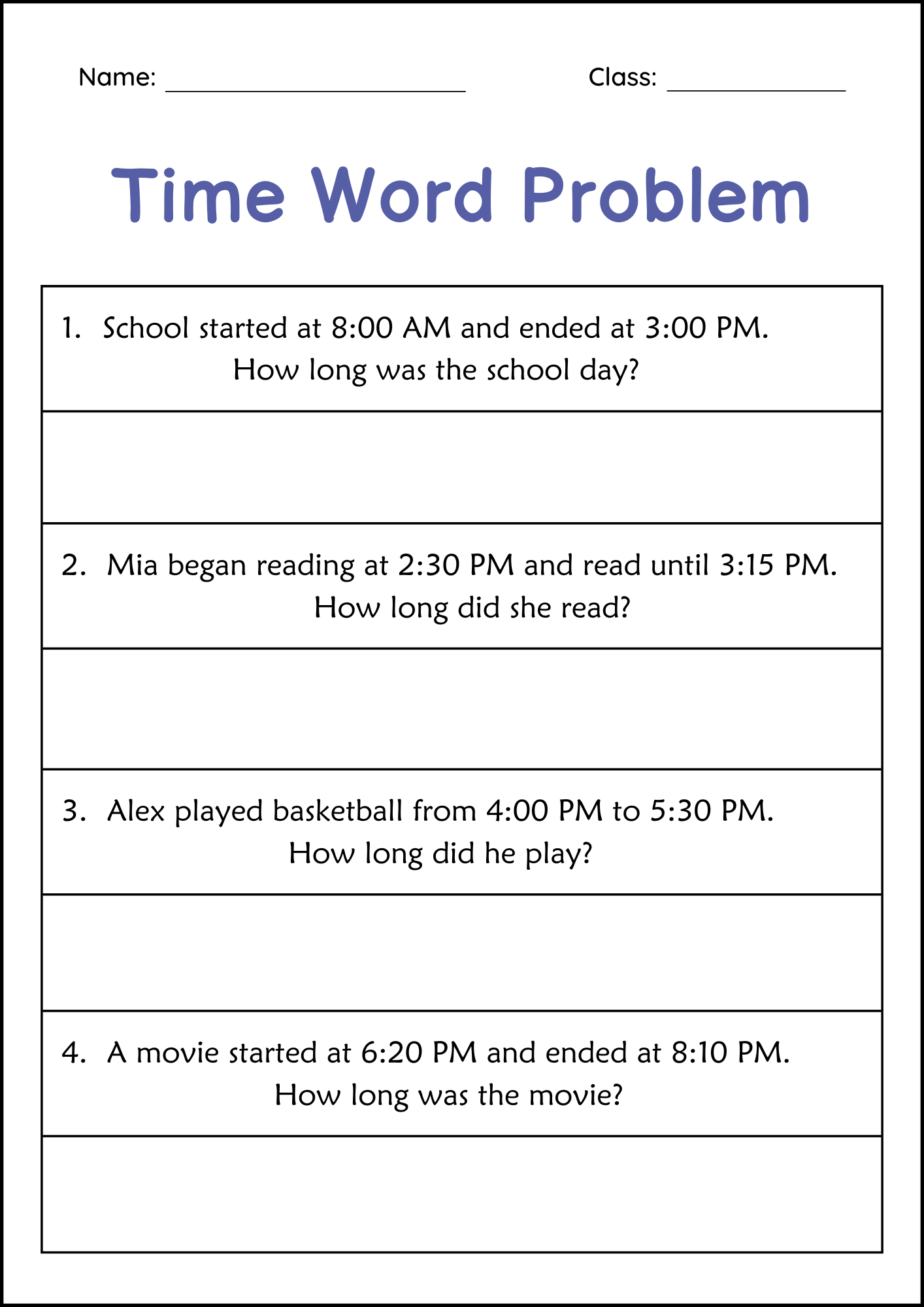 Printable Elapsed Time Word Problem To The Hour Worksheets For Grade 1 2 3 Teaching Resources Printable Elapsed Time Word Problem To The Hour Worksheets For Grade 1 2 3 Teaching Resources