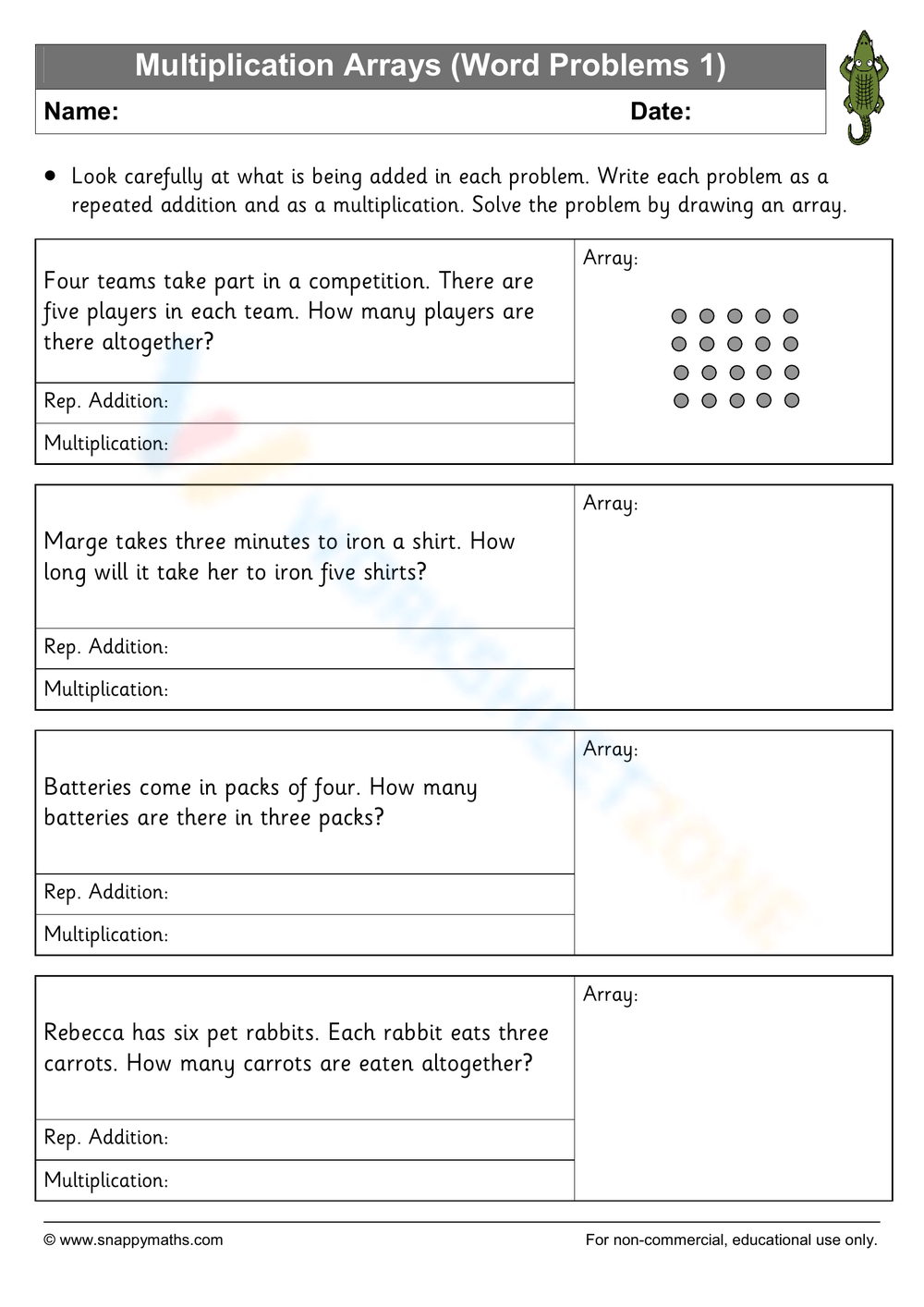 Printable Grade 5 Multiplication With Arrays Worksheets