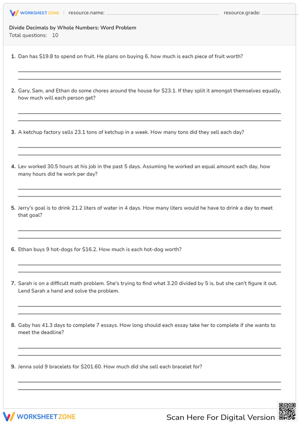 Printable Grade 6 Dividing Decimals Worksheets Free Dividing Decimals Worksheets Teach Prints