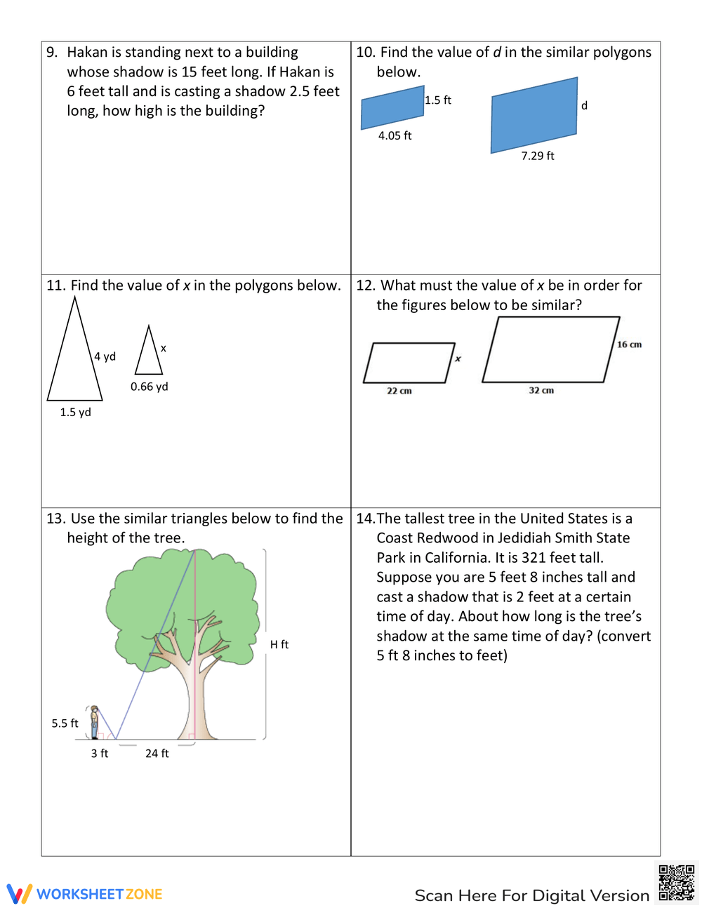 Printable Grade 8 Similar Figures Fill In The Blanks Worksheets