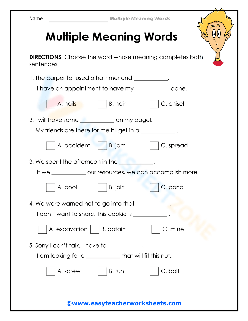 Printable Multiple Meaning Words Worksheets Download Multiple Meaning Words Worksheets WorksheetsGO
