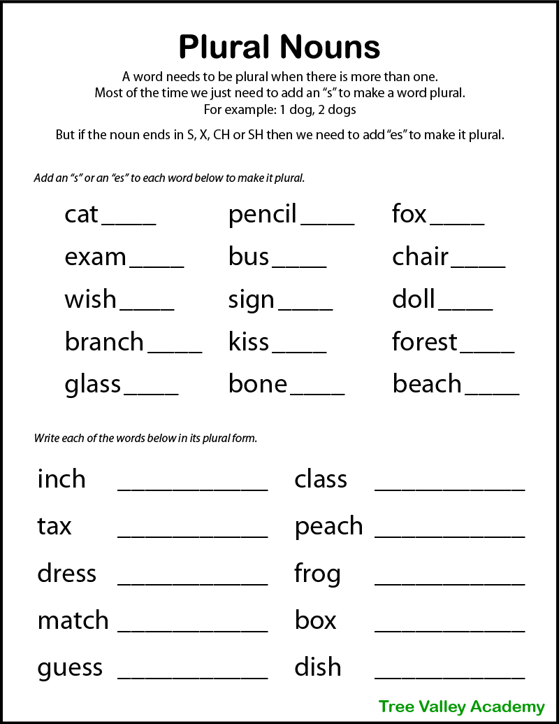 Singular And Plural Nouns Worksheets Writing Plural Nouns Worksheets