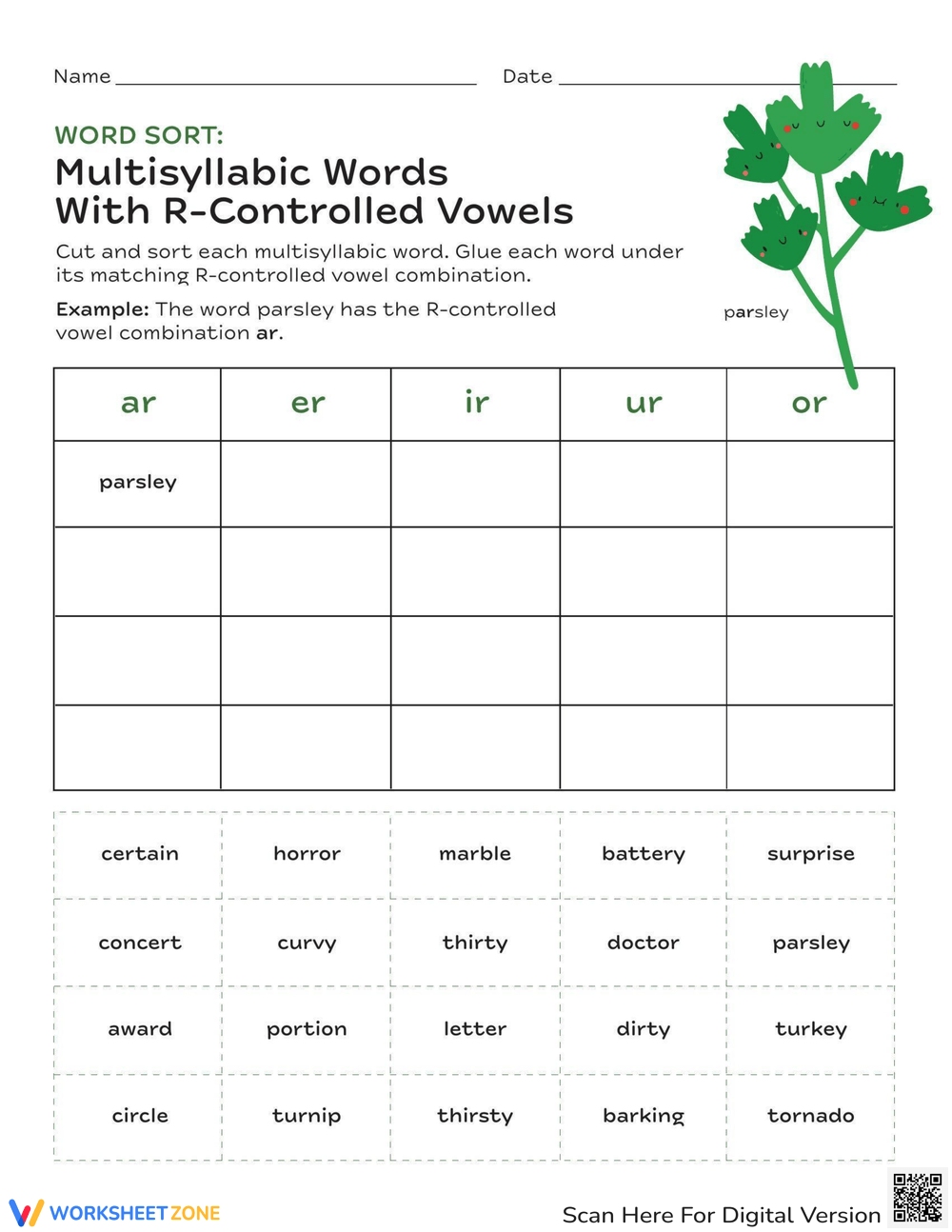 Word Work Sorts R Controlled Vowels Tejeda S Tots