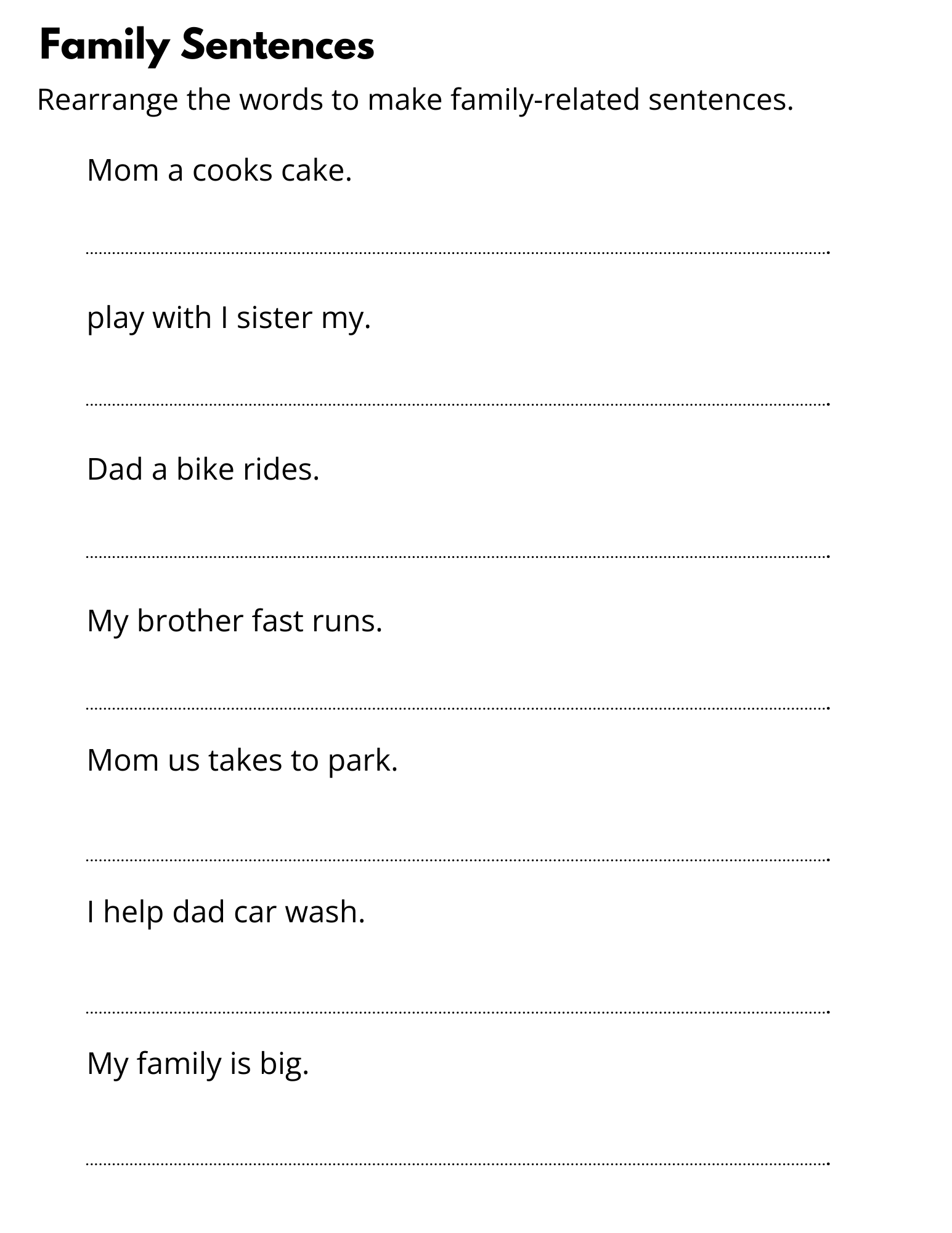 Printable Simple Rearrange Sentences Worksheet For Grade 1 With Answers Made By Teachers Printable Simple Rearrange Sentences Worksheet For Grade 1 With Answers Made By Teachers