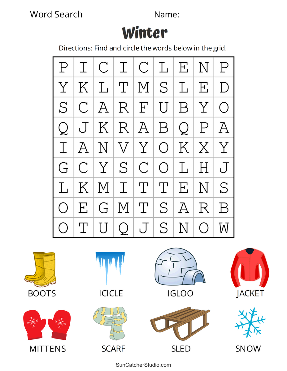 Printable Winter Word Search Puzzles Word Find Free Printables Lettering SVG Files Tools Apps