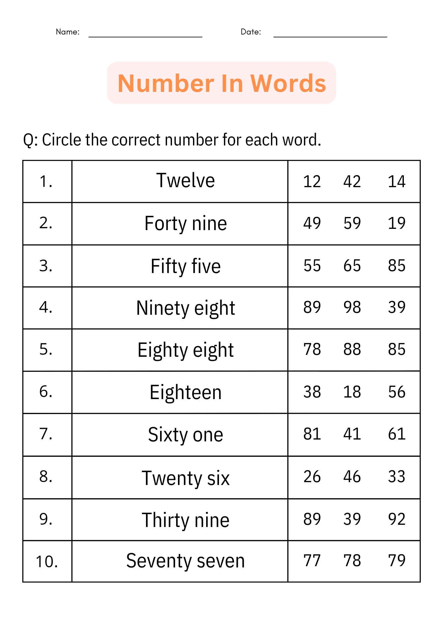 Printable Writing Number Words 1 To 100 Worksheets For Kindergarten Made By Teachers Printable Writing Number Words 1 To 100 Worksheets For Kindergarten Made By Teachers