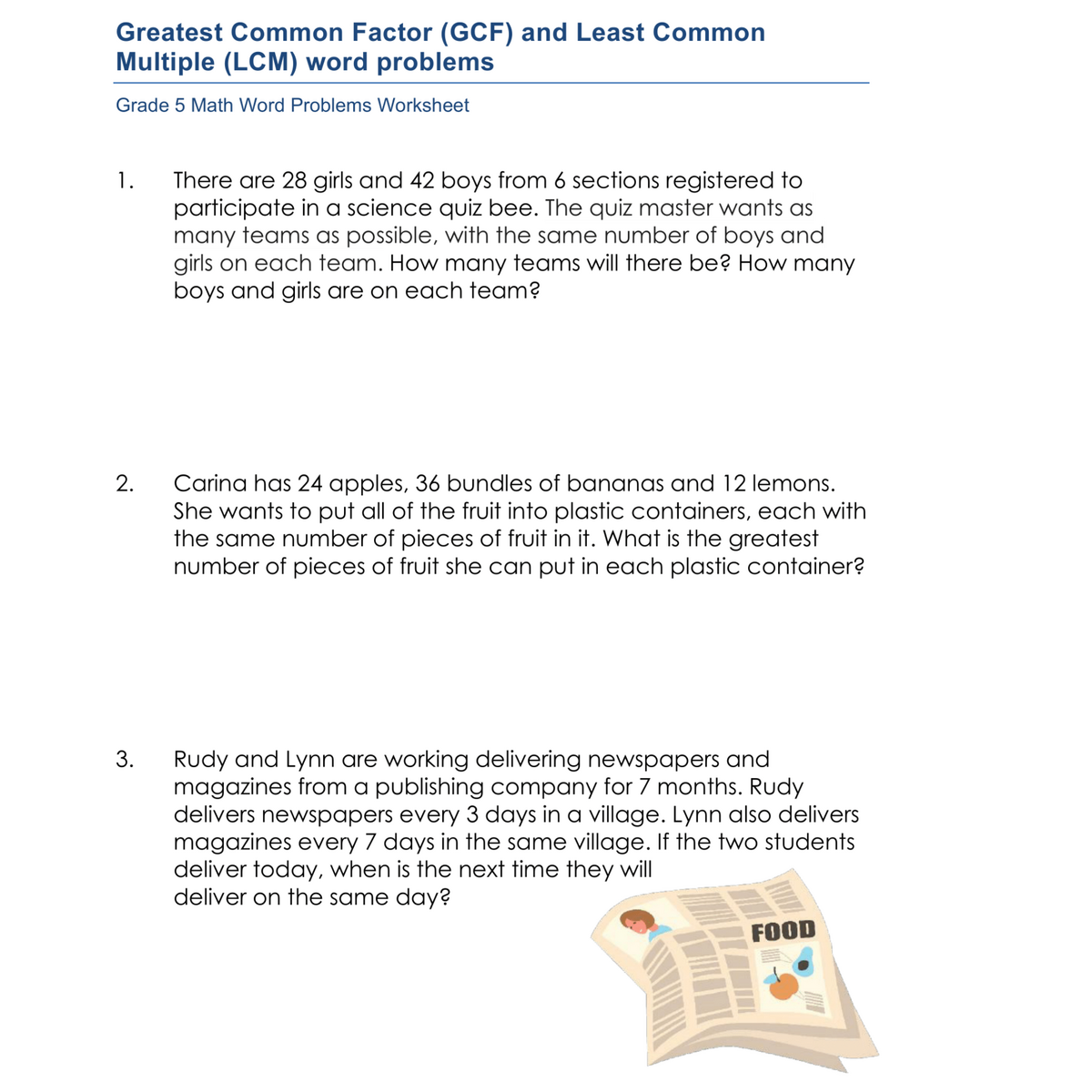 Problem Solving With GCF And LCM Grade 5 Math Word Problems Made By Teachers Problem Solving With GCF And LCM Grade 5 Math Word Problems Made By Teachers