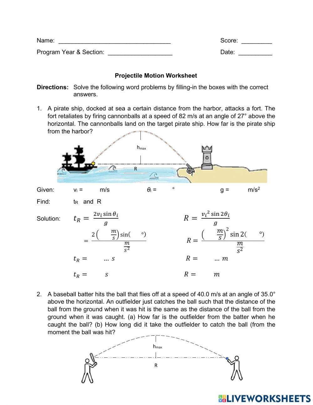 Projectile Motion Interactive Worksheet Worksheets Library Projectile Motion Interactive Worksheet Worksheets Library