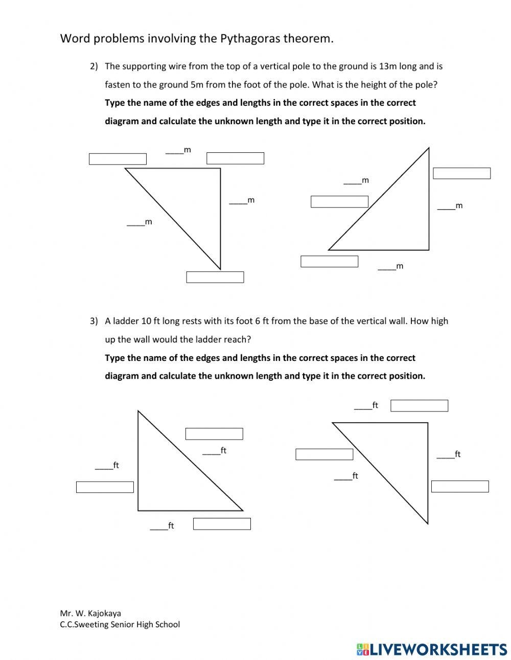 Pythagoras Theorem Worksheets Library