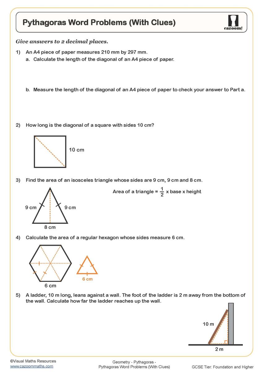 Pythagoras Word Problems With Clues Worksheet Cazoom Maths Worksheets Pythagoras Word Problems With Clues Worksheet Cazoom Maths Worksheets