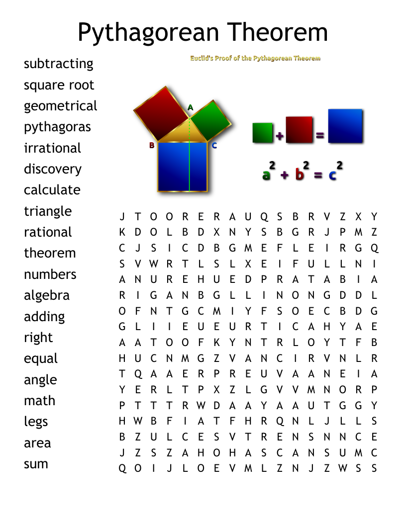 Pythagorean Theorem Word Search WordMint