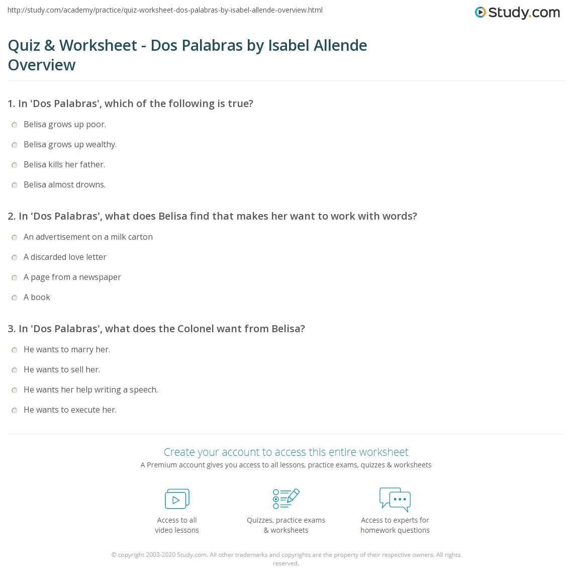 Quiz Worksheet Dos Palabras By Isabel Allende Overview Study Quiz Worksheet Dos Palabras By Isabel Allende Overview Study