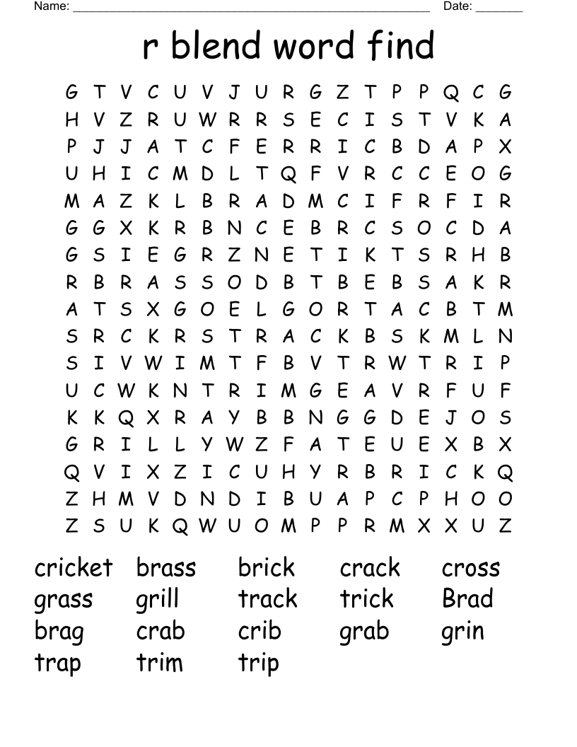 R Blend Word Find Word Search WordMint