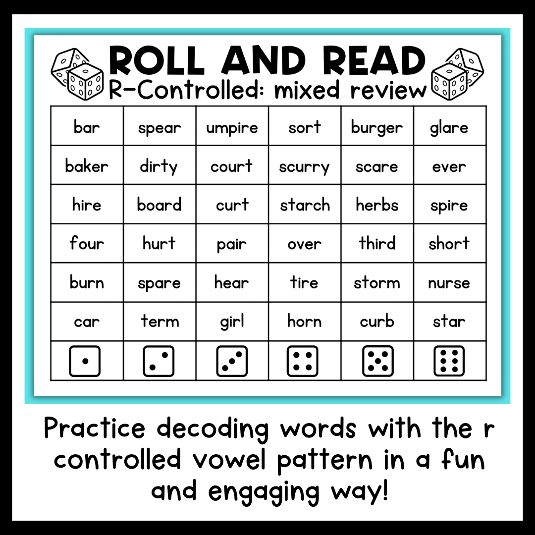 R Controlled Vowels Phonics Roll And Read Games Classful