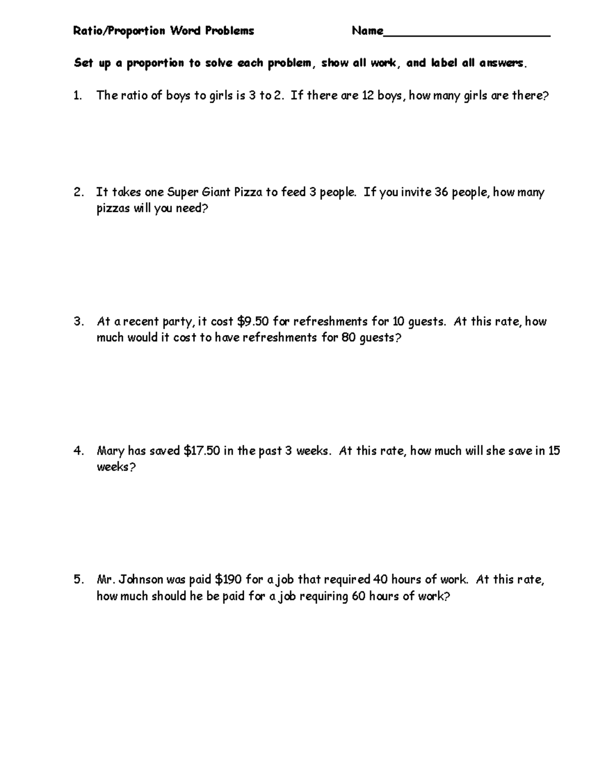 Ratio And Proportion Word Problems Worksheet Studocu
