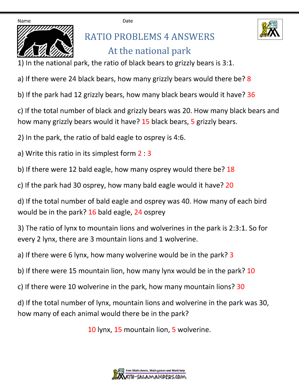 Ratio Word Problems Ratio Word Problems