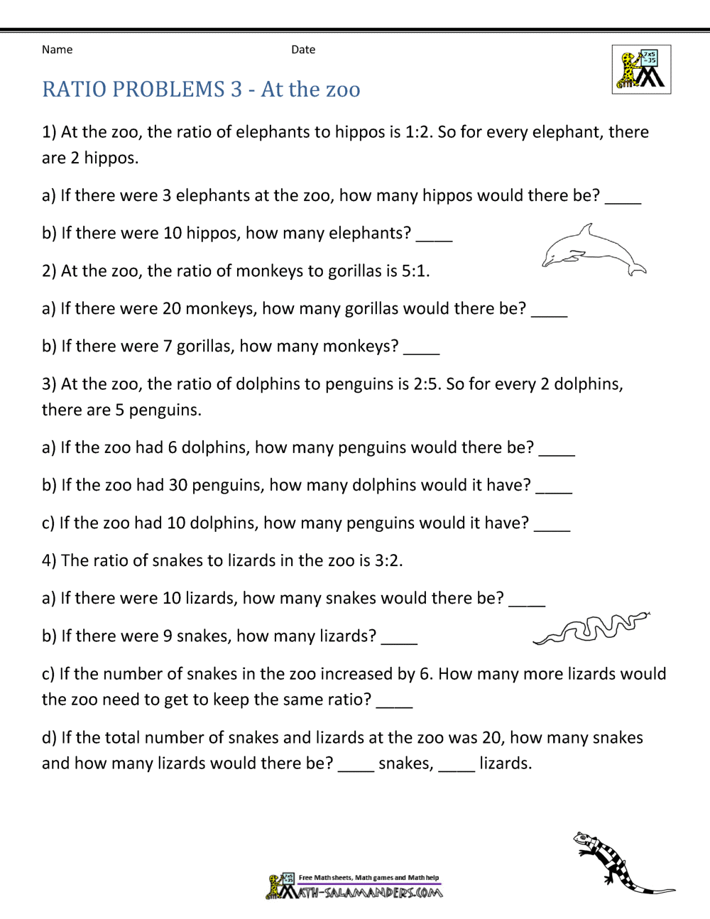 Ratios Word Problems Worksheet