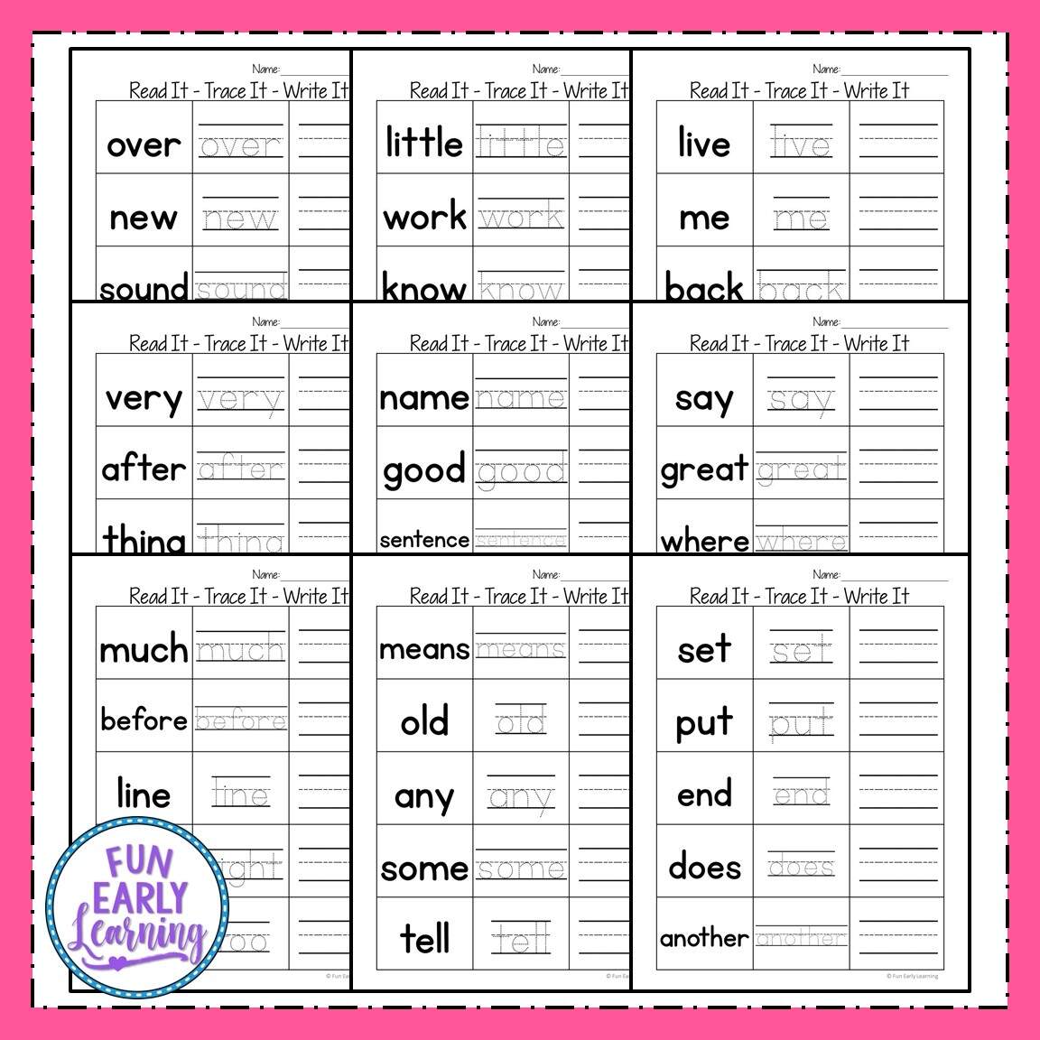 Read It Trace It Write It Fry S Second 100 Sight Words Fun Early Learning Read It Trace It Write It Fry S Second 100 Sight Words Fun Early Learning
