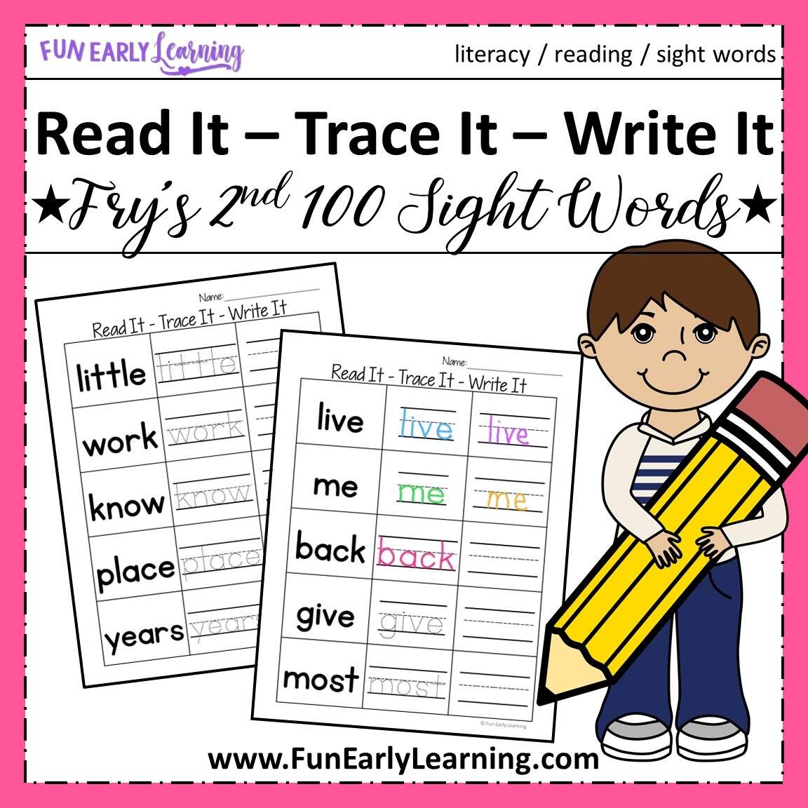Read It Trace It Write It Fry S Second 100 Sight Words Fun Early Learning Sight Word Practice Bundle Fry S 1st 2nd And 3rd 100 Sight Words Fun Early Learning