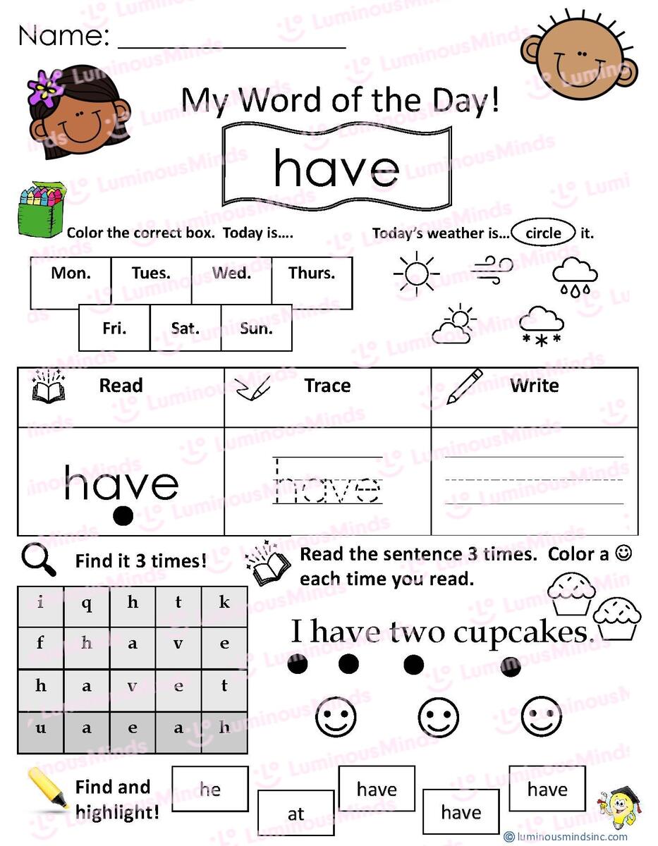 Reading Comprehension Worksheets My Word Of The Day Have Reading Comprehension Worksheets My Word Of The Day Have