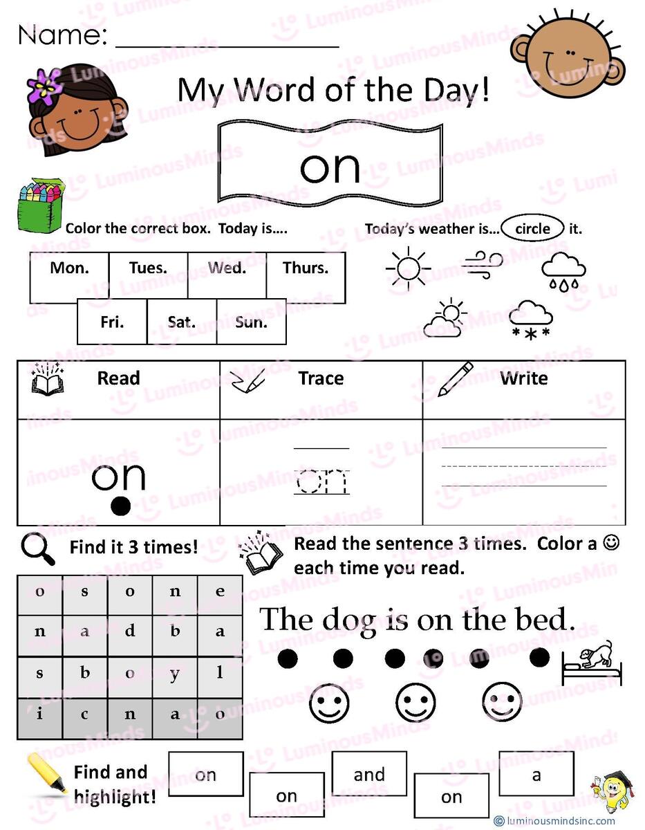 Reading Comprehension Worksheets My Word Of The Day On