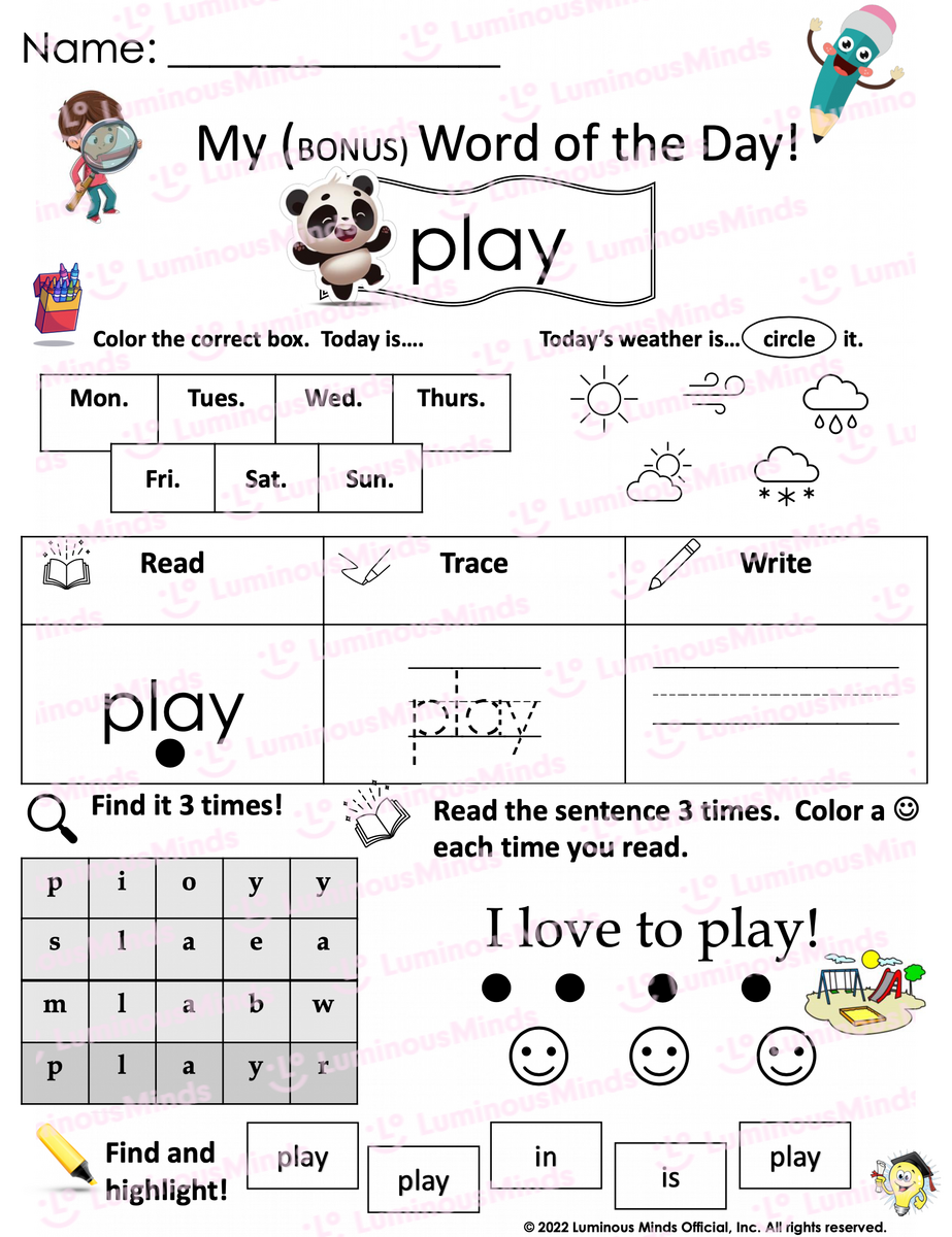 Play Sight Word Printable Activities Simply Kinder Printable Membership