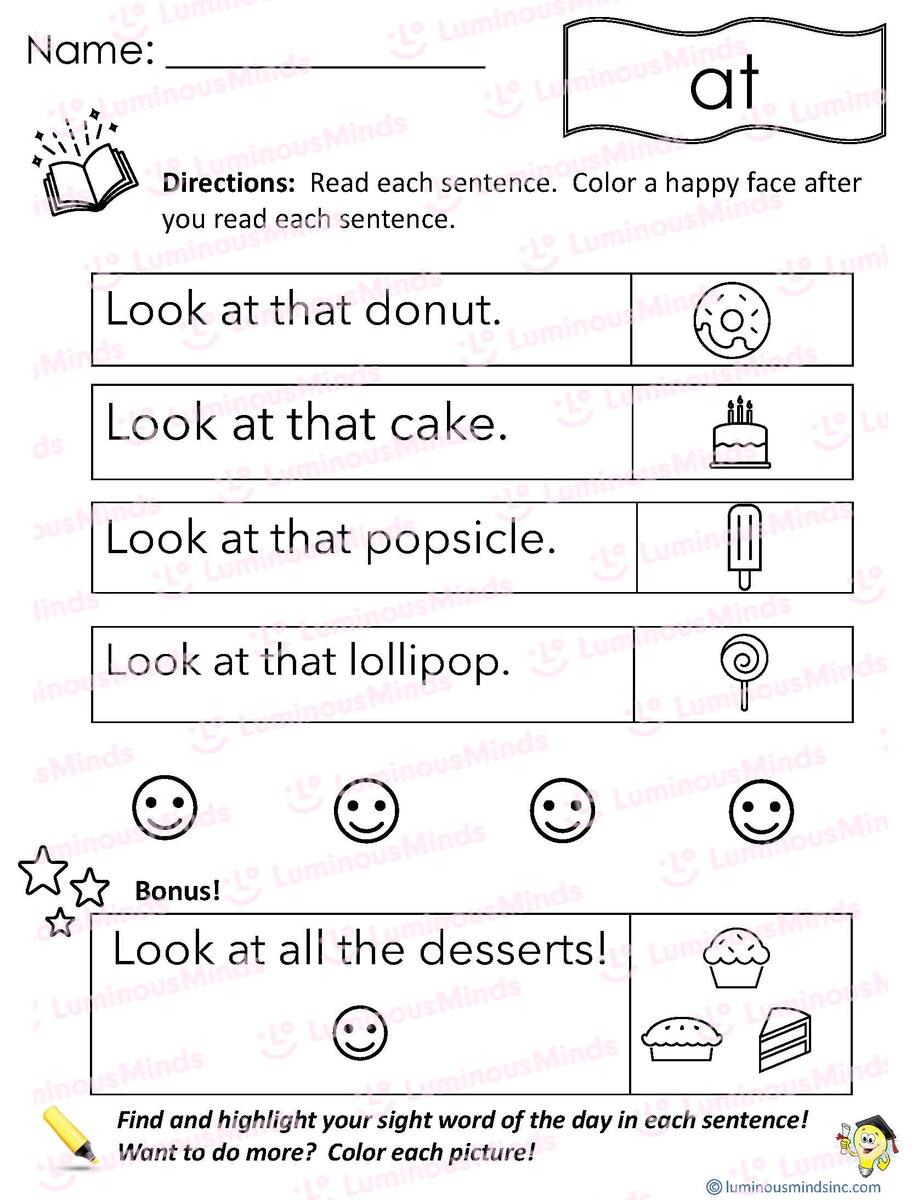 Reading Comprehension Worksheets Reading With Sight Word At