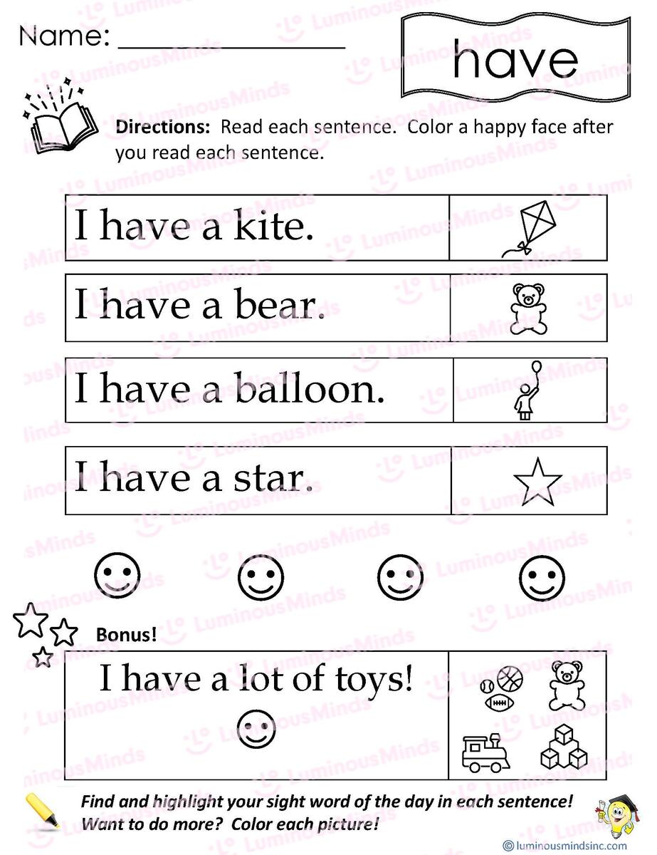 Reading Comprehension Worksheets Reading With Sight Word Have Reading Comprehension Worksheets Sight Word Reading Fluency Practice Is