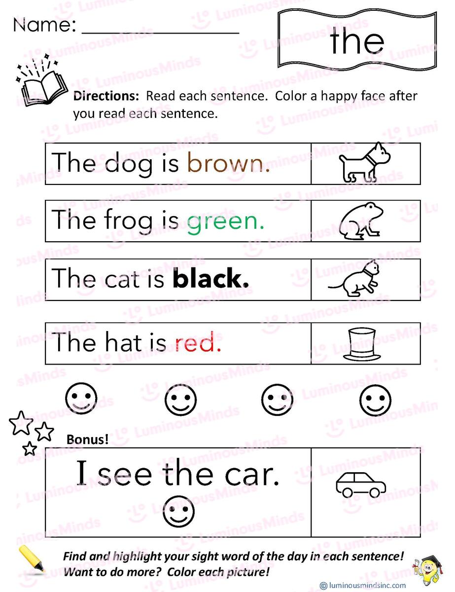 Reading Comprehension Worksheets Reading With Sight Word The Reading Comprehension Worksheets Reading With Sight Word The