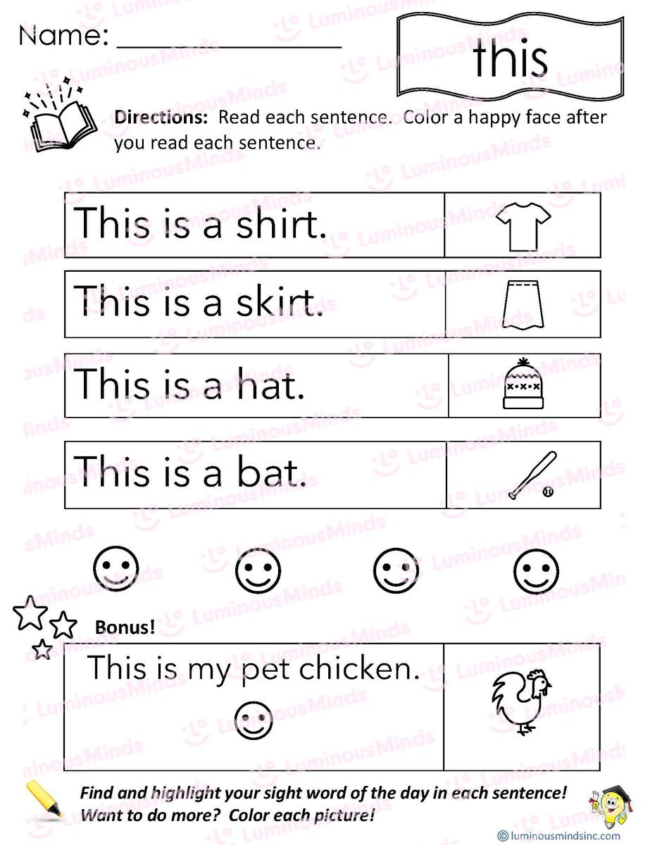 Reading Comprehension Worksheets Reading With Sight Word This Free Printable With Sight Word Worksheets For Kindergarten First Grade Sly Spoon