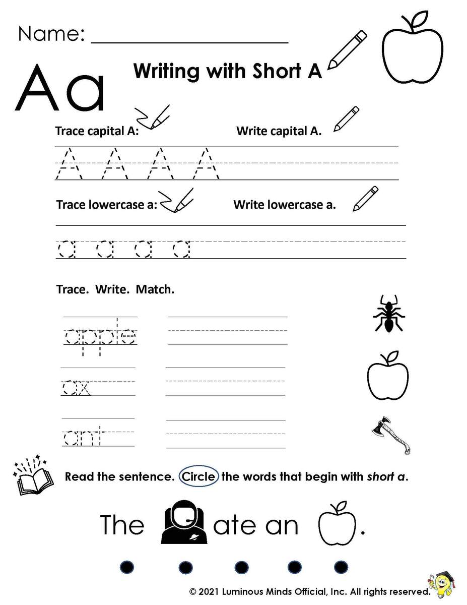 Reading Comprehension Worksheets Writing With Short A