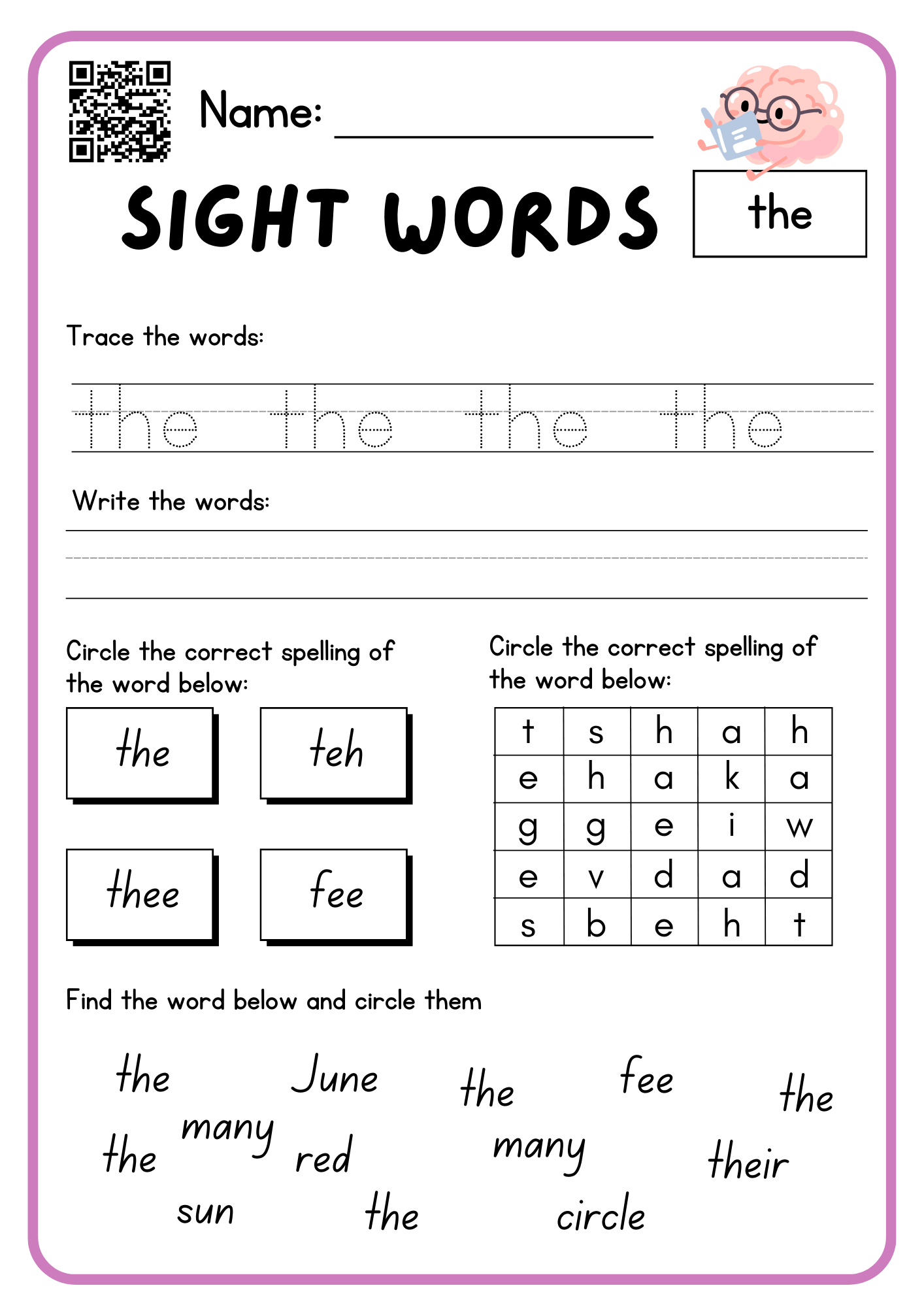 Recognizing Sight Words Worksheets For Kindergarten Kidpid Recognizing Sight Words Worksheets For Kindergarten Kidpid