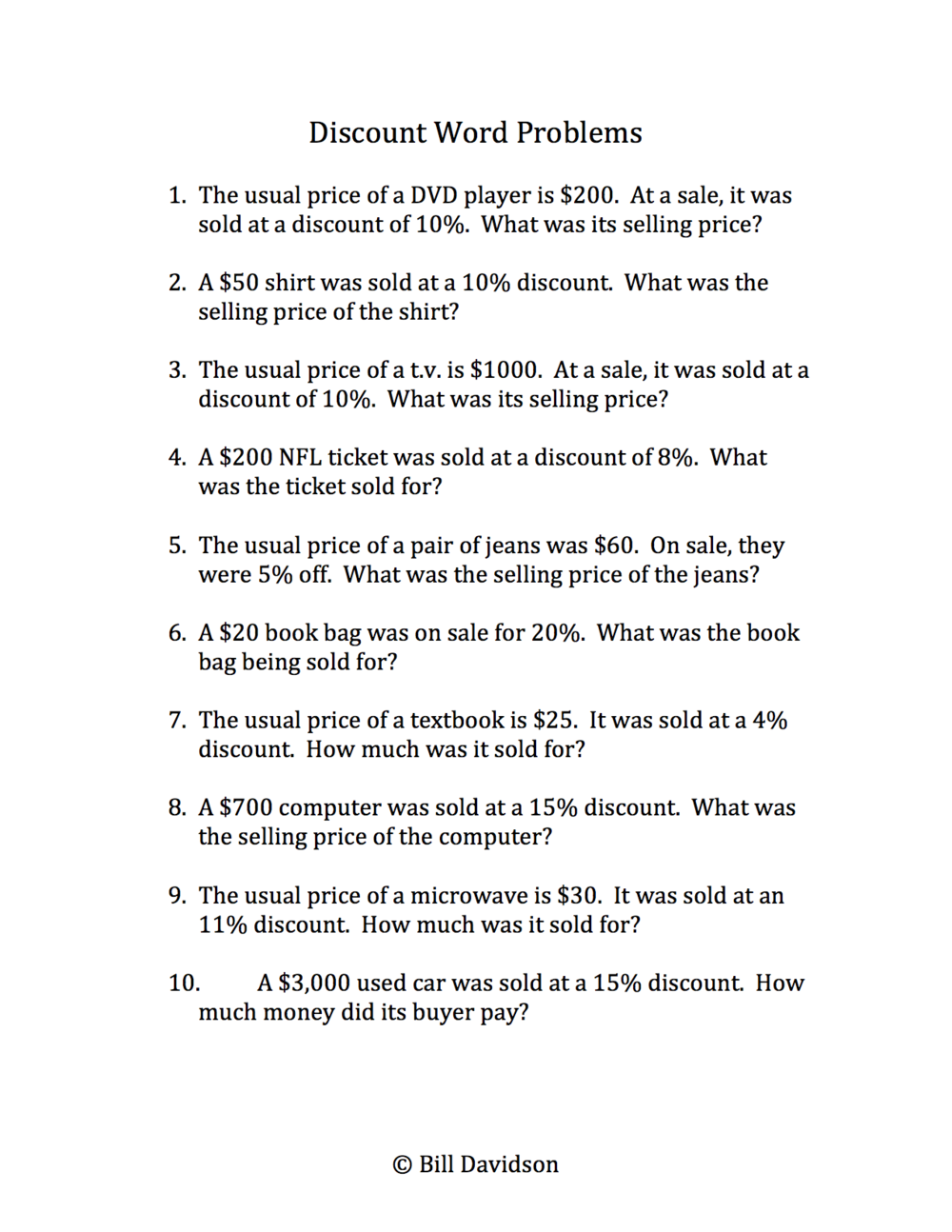 Remedial Discount Interest Word Problems The Davidson Group Worksheets Library Remedial Discount Interest Word Problems The Davidson Group Worksheets Library