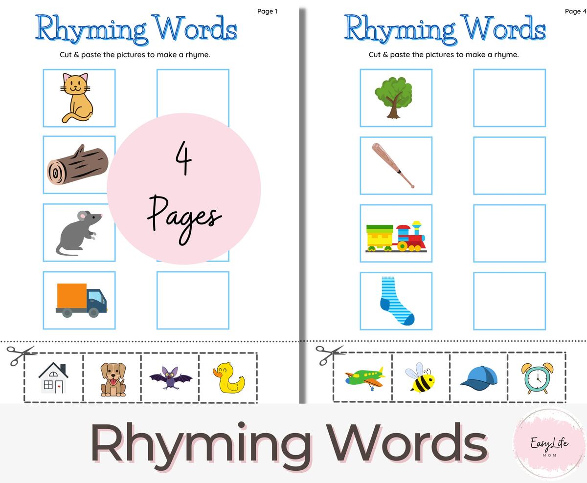 Rhyming Words Worksheet Pre K Learning Activity PDF Etsy Sweden Rhyming Words Worksheet Pre K Learning Activity PDF Etsy Sweden