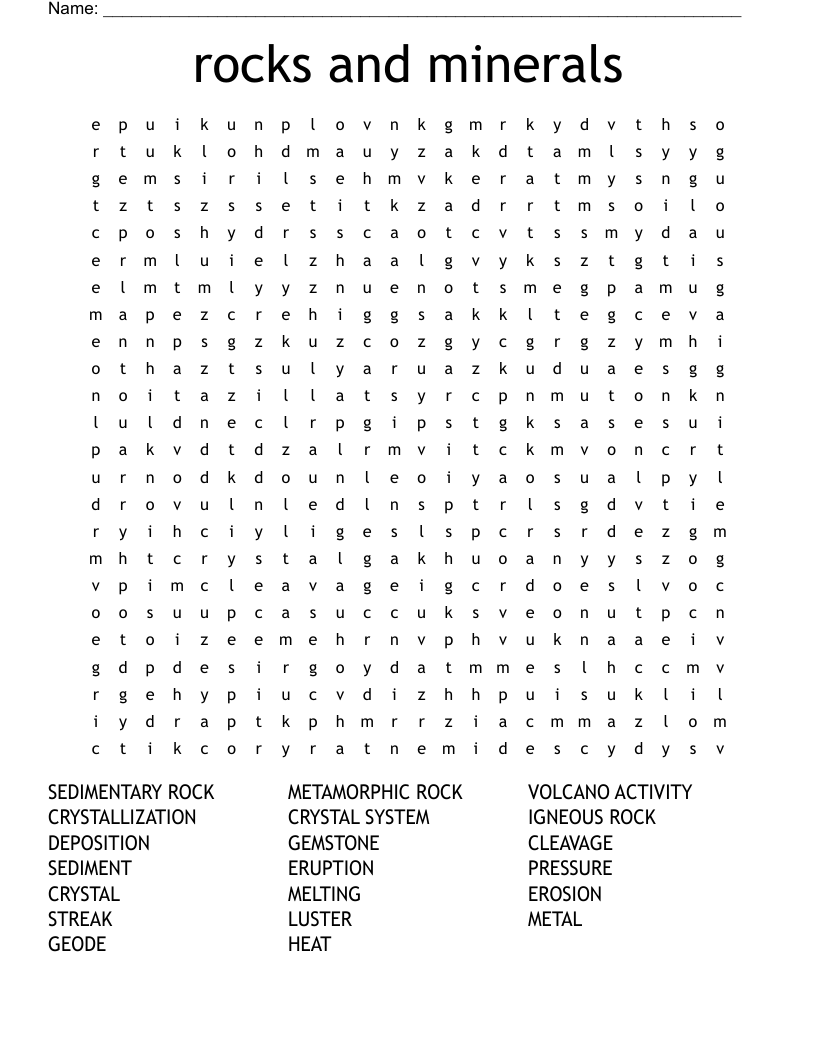 Rocks And Minerals Word Search WordMint Rocks And Minerals Word Search WordMint