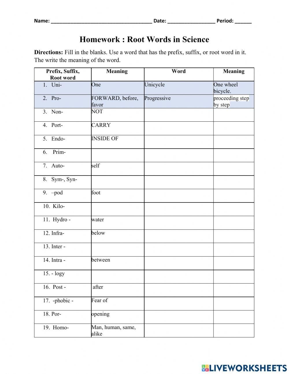 Root Words In Science Homework Worksheet Worksheets Library Root Words In Science Homework Worksheet Worksheets Library